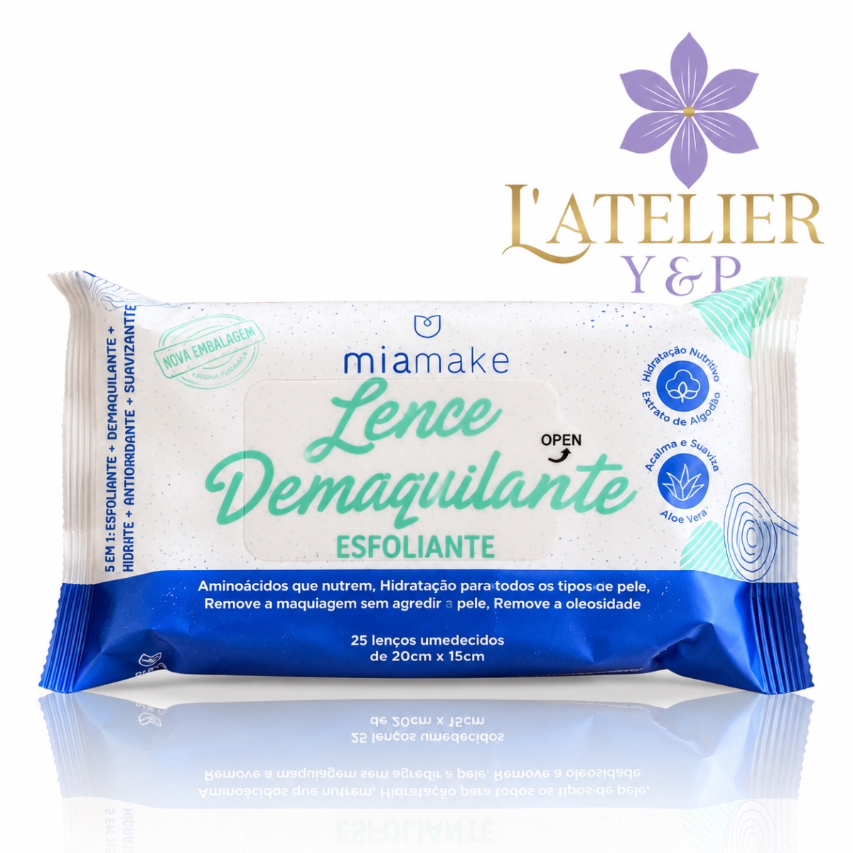 Lenço Demaquilante Esfoliante Miamake – 25 Unidades